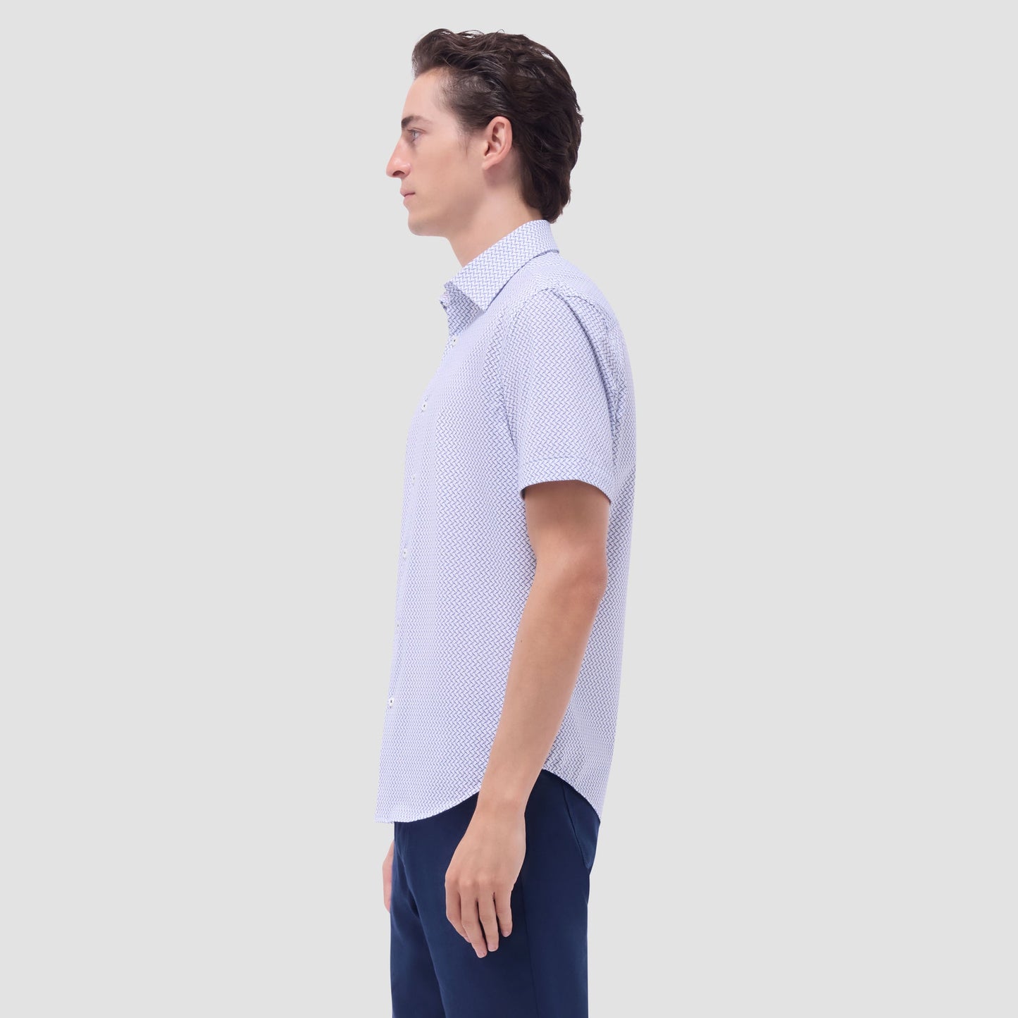 Bugatchi Miles Bird Print OoohCotton® Short-Sleeve Shirt Peacock