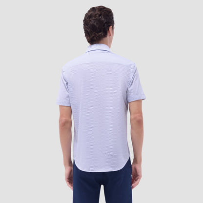 Bugatchi Miles Bird Print OoohCotton® Short-Sleeve Shirt Peacock