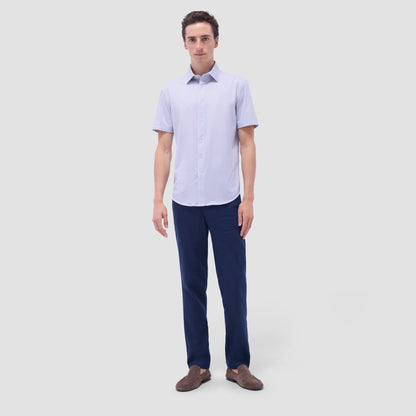 Bugatchi Miles Bird Print OoohCotton® Short-Sleeve Shirt Peacock