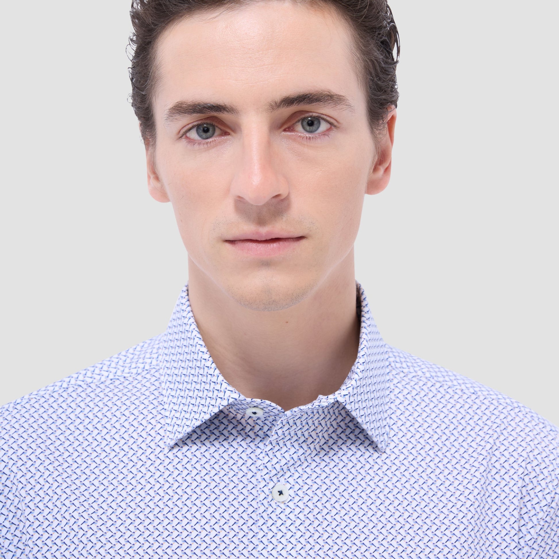 Bugatchi Miles Bird Print OoohCotton® Short-Sleeve Shirt Peacock