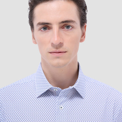 Bugatchi Miles Bird Print OoohCotton® Short-Sleeve Shirt Peacock