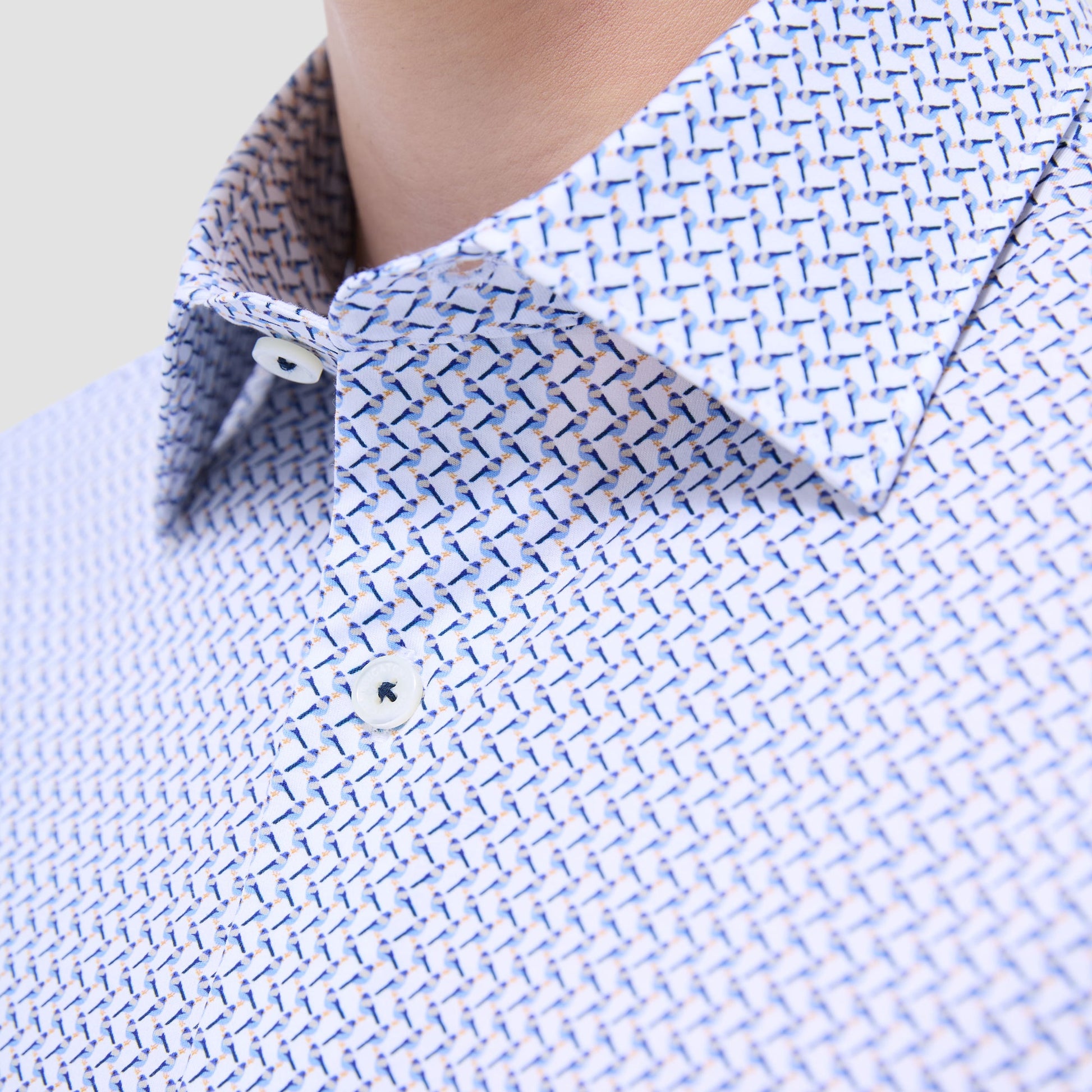 Bugatchi Miles Bird Print OoohCotton® Short-Sleeve Shirt Peacock