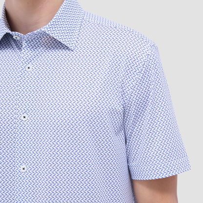 Bugatchi Miles Bird Print OoohCotton® Short-Sleeve Shirt Peacock