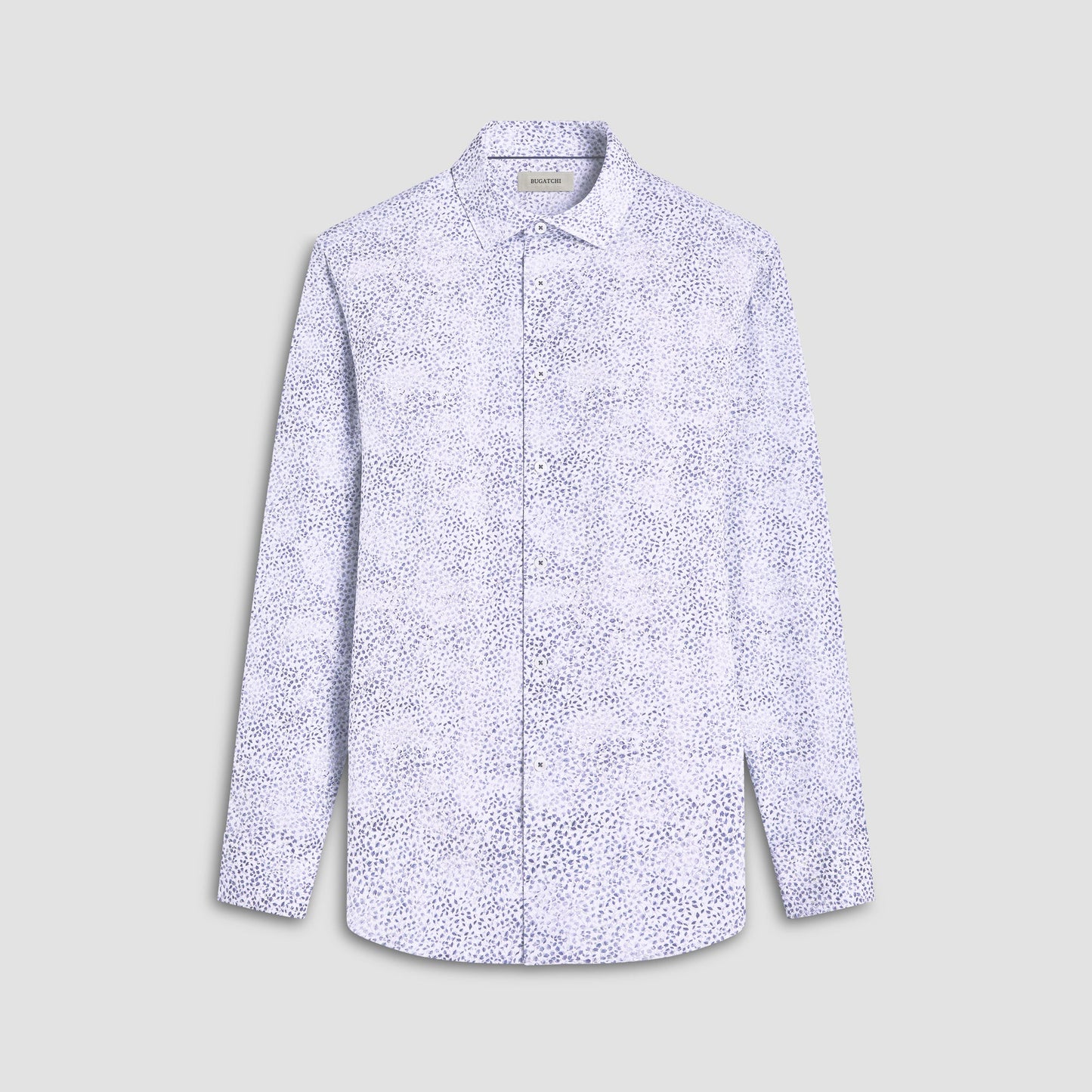 Bugatchi James Leaf Print OoohCotton® Shirt Peacock