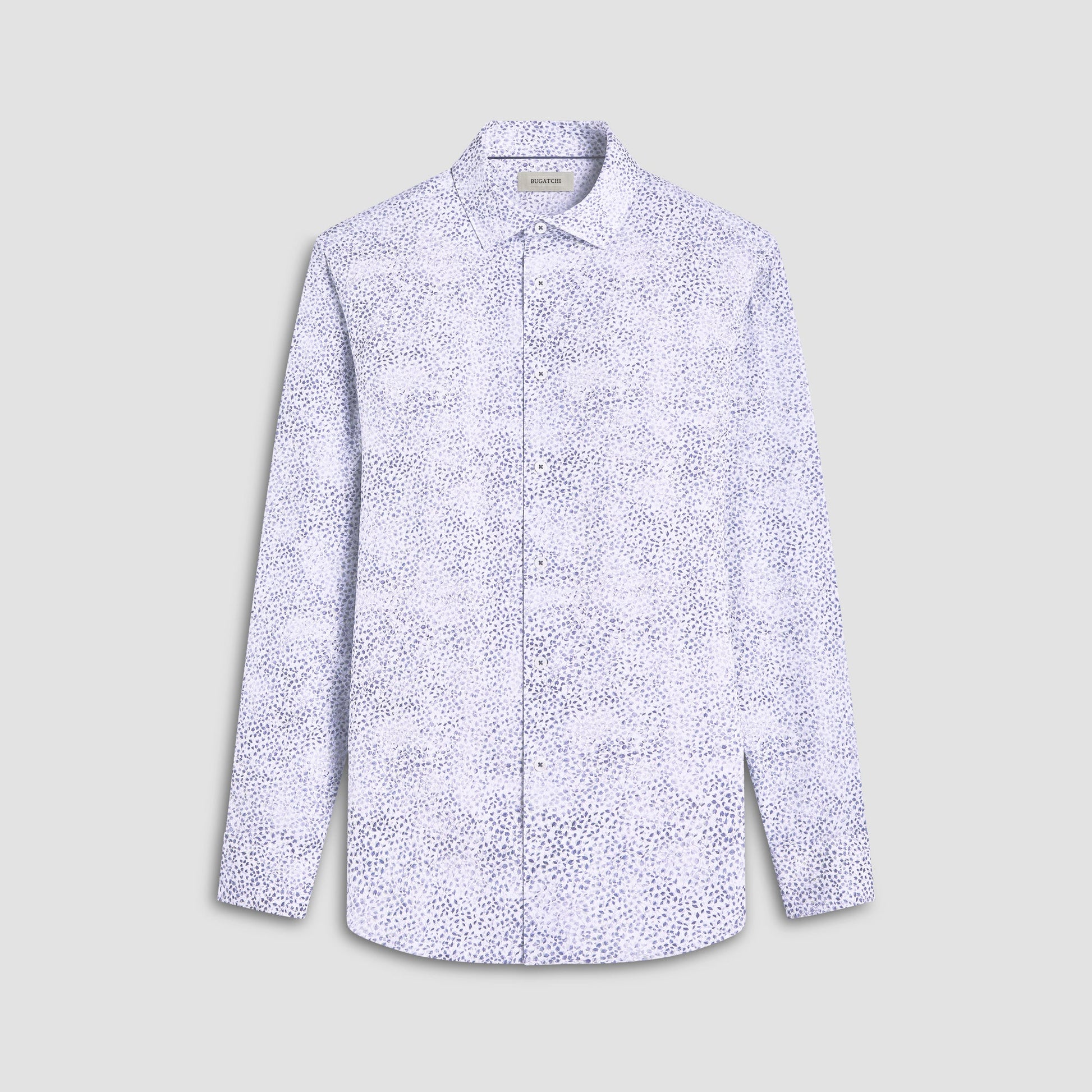 Bugatchi James Leaf Print OoohCotton® Shirt Peacock