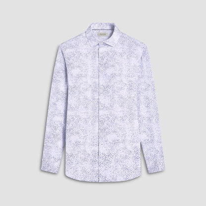 Bugatchi James Leaf Print OoohCotton® Shirt Peacock