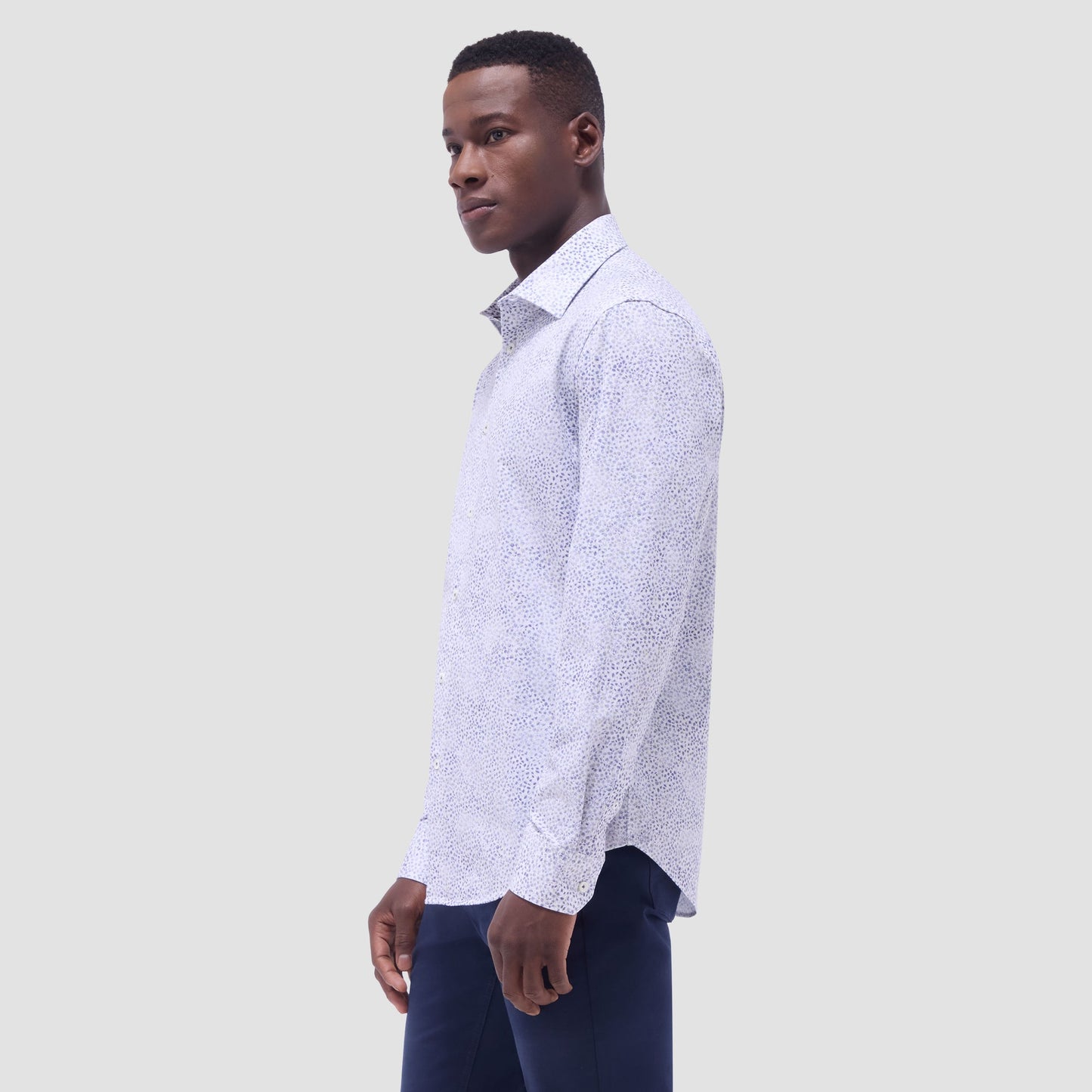 Bugatchi James Leaf Print OoohCotton® Shirt Peacock