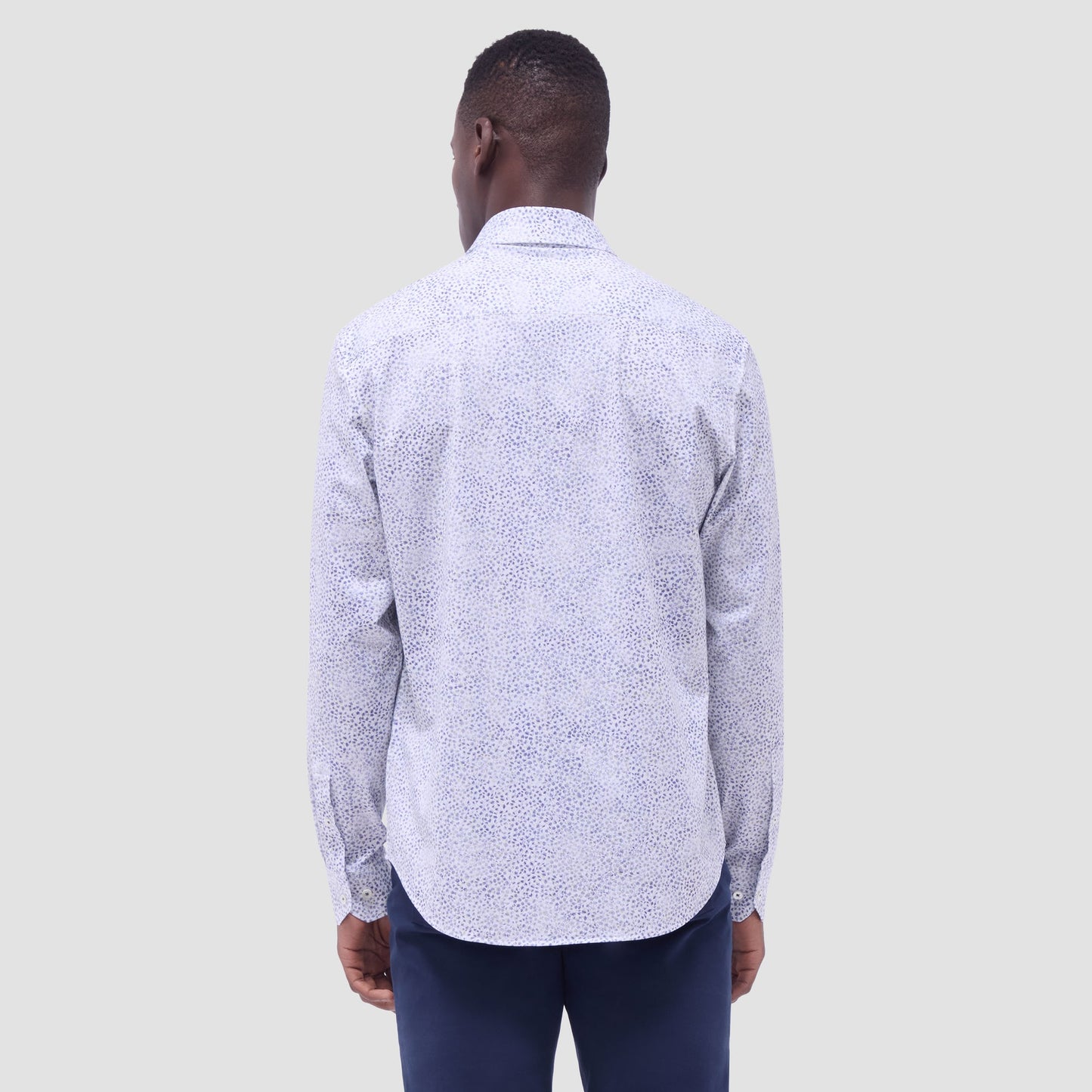 Bugatchi James Leaf Print OoohCotton® Shirt Peacock