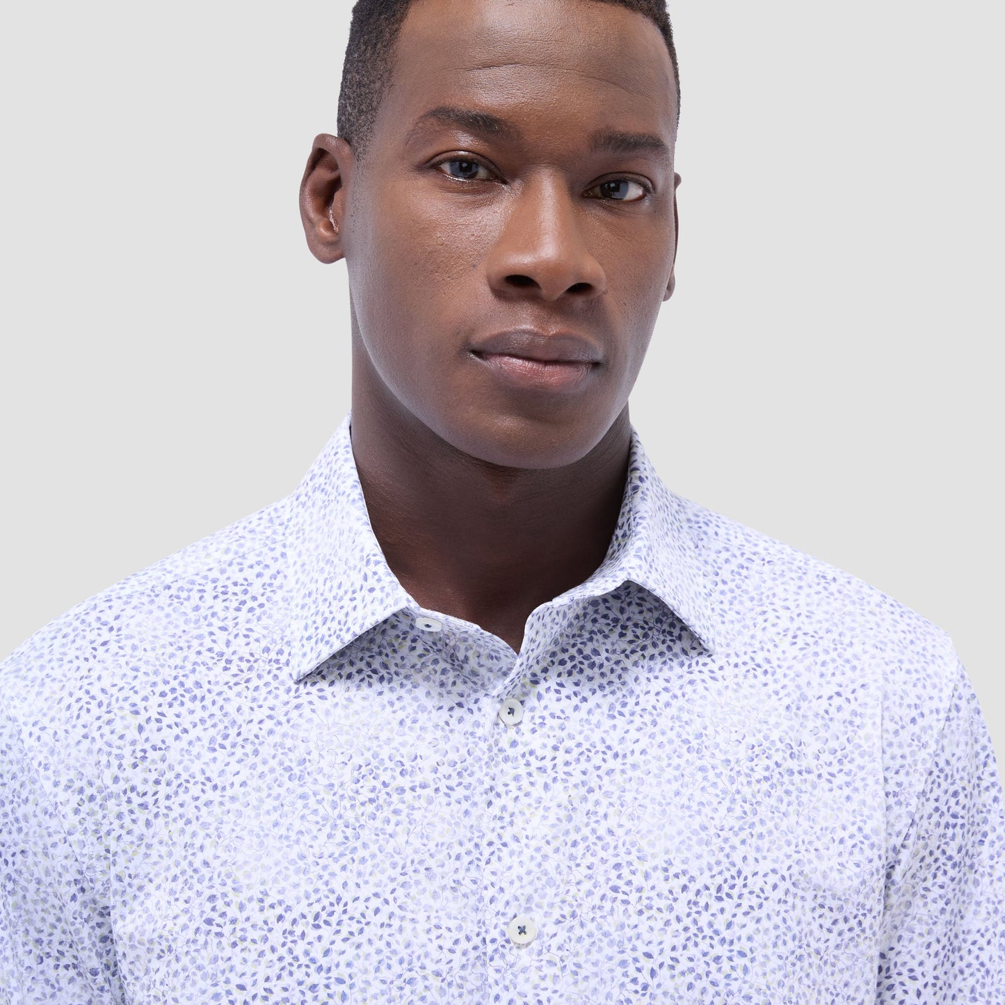 Bugatchi James Leaf Print OoohCotton® Shirt Peacock