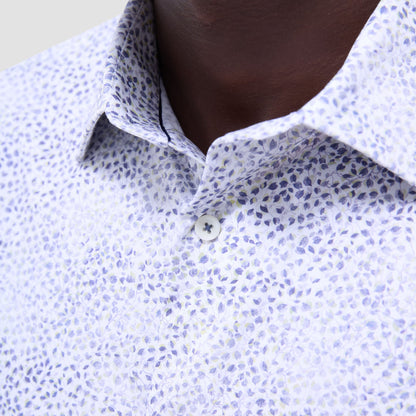 Bugatchi James Leaf Print OoohCotton® Shirt Peacock