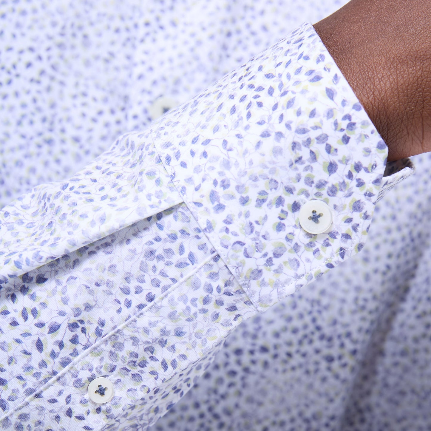 Bugatchi James Leaf Print OoohCotton® Shirt Peacock