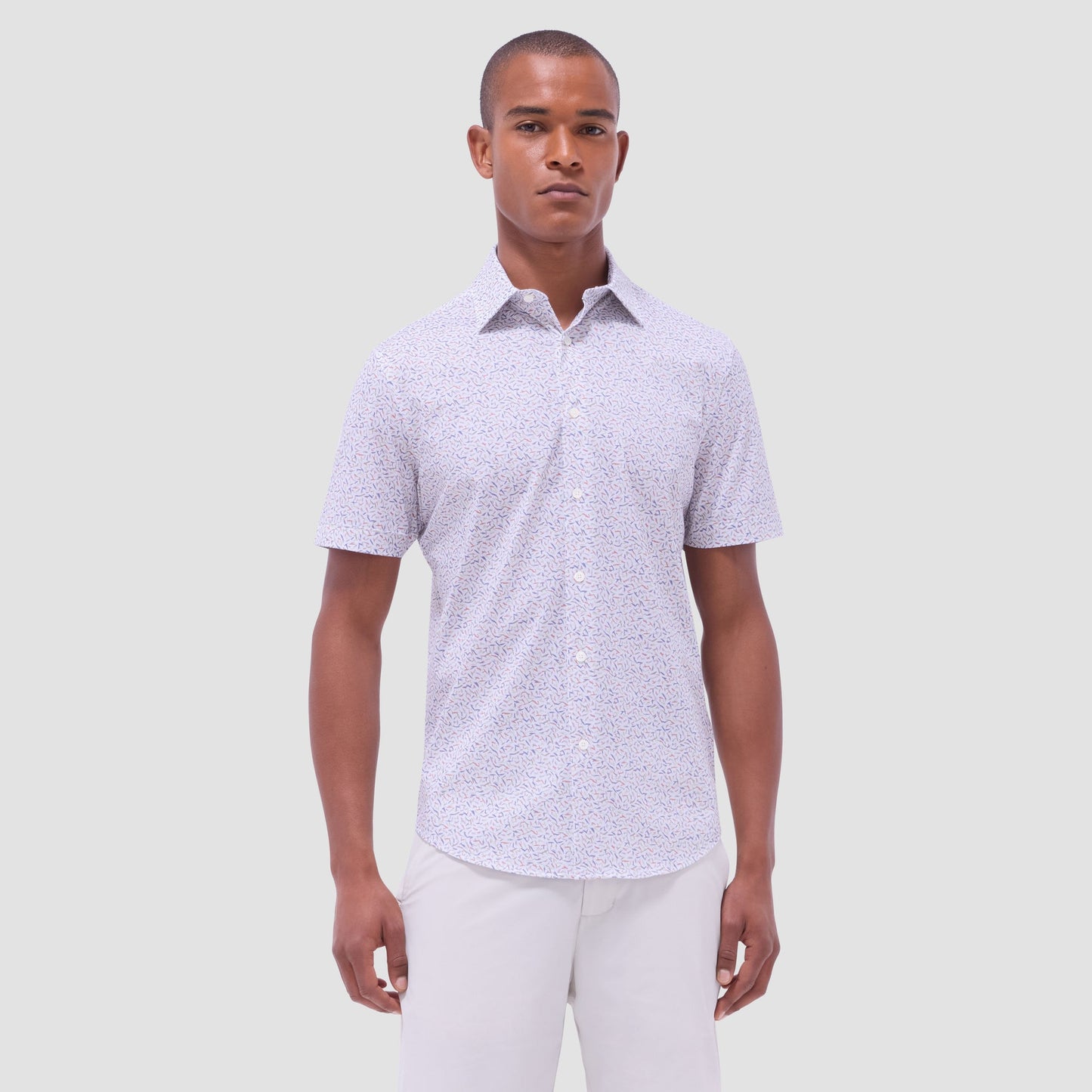 Bugatchi Miles Abstract OoohCotton® Short-Sleeve Shirt Pistachio