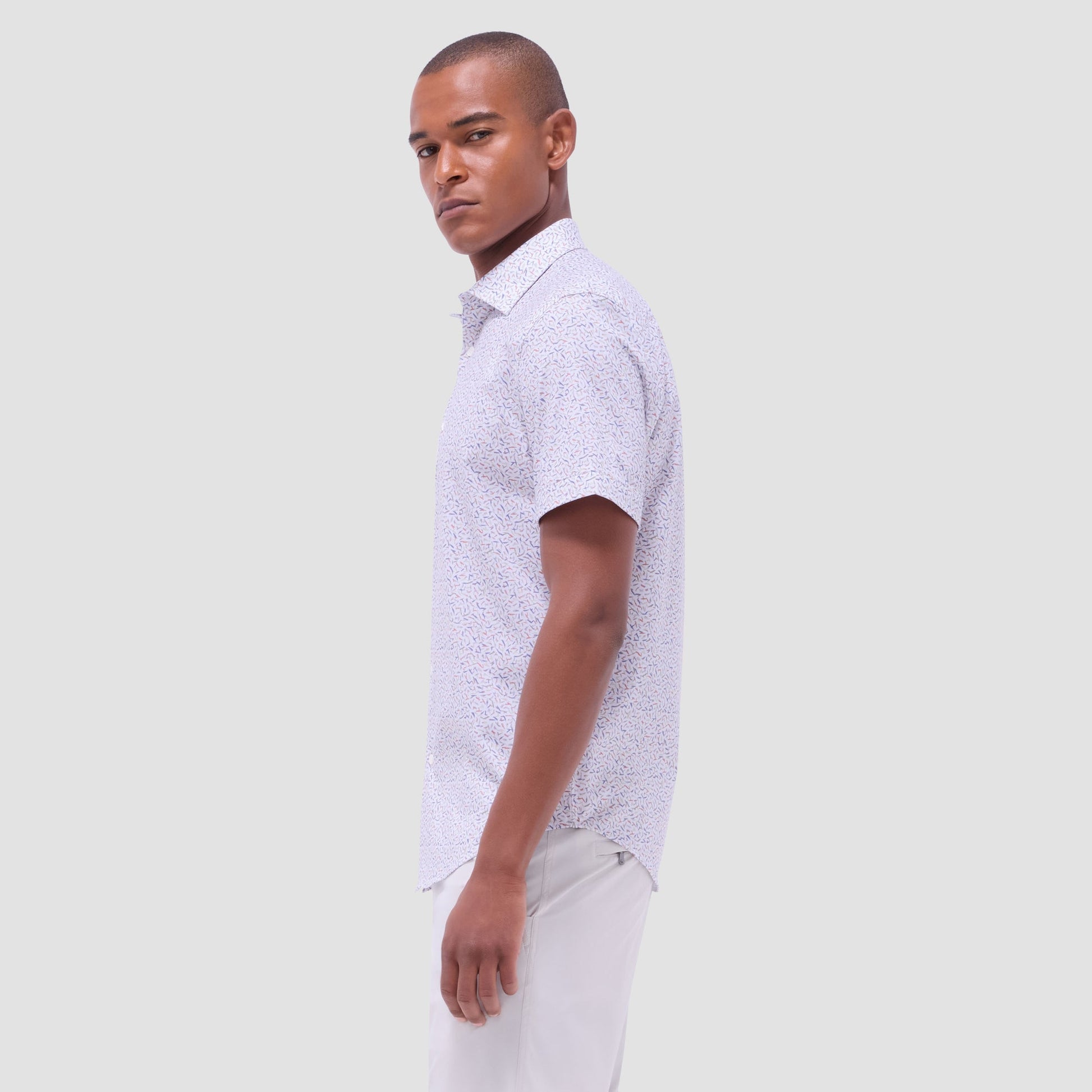 Bugatchi Miles Abstract OoohCotton® Short-Sleeve Shirt Pistachio