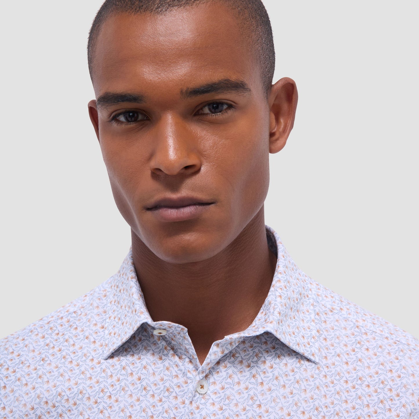 Bugatchi Miles Floral OoohCotton® Short-Sleeve Shirt Jaffa