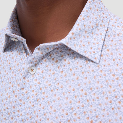 Bugatchi Miles Floral OoohCotton® Short-Sleeve Shirt Jaffa
