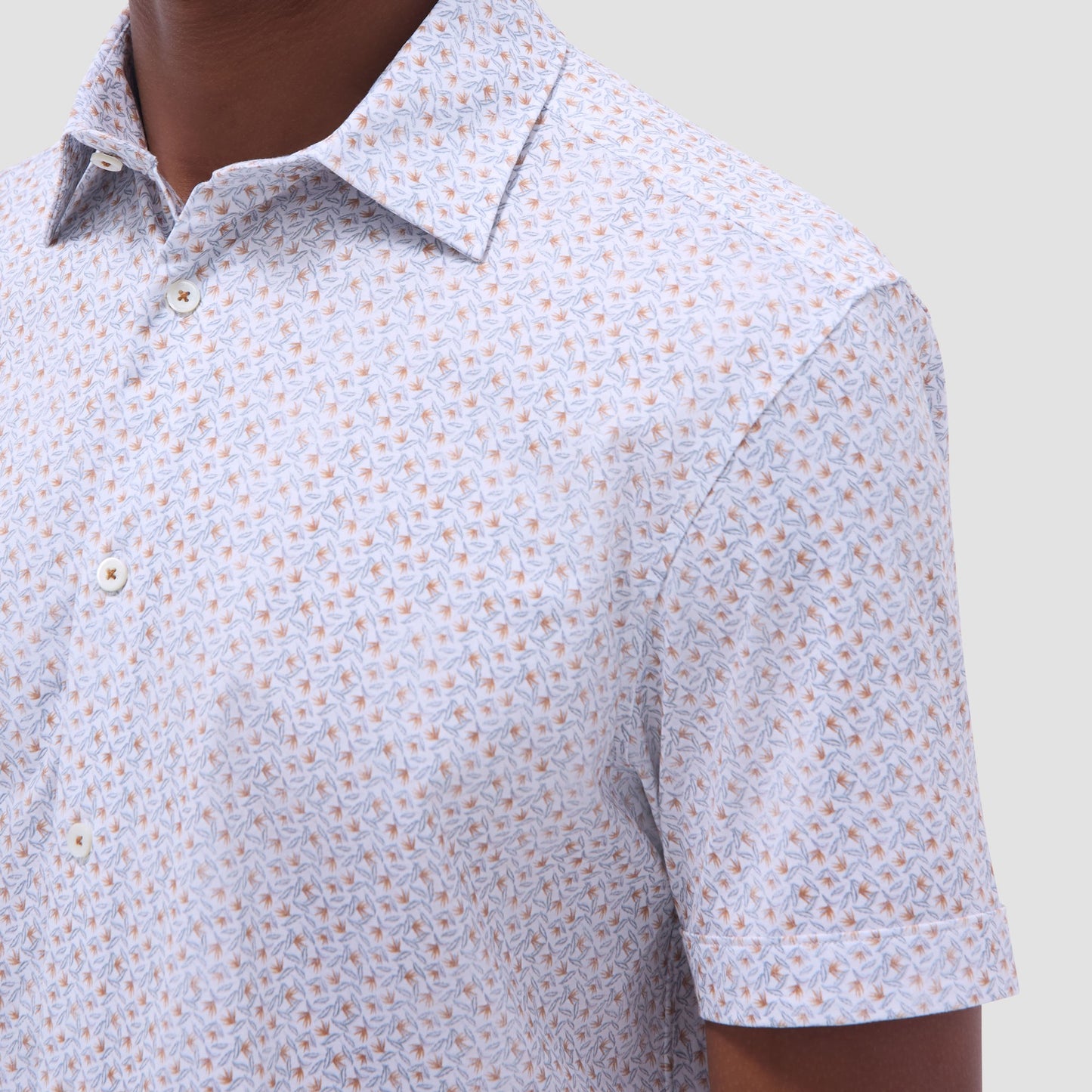 Bugatchi Miles Floral OoohCotton® Short-Sleeve Shirt Jaffa