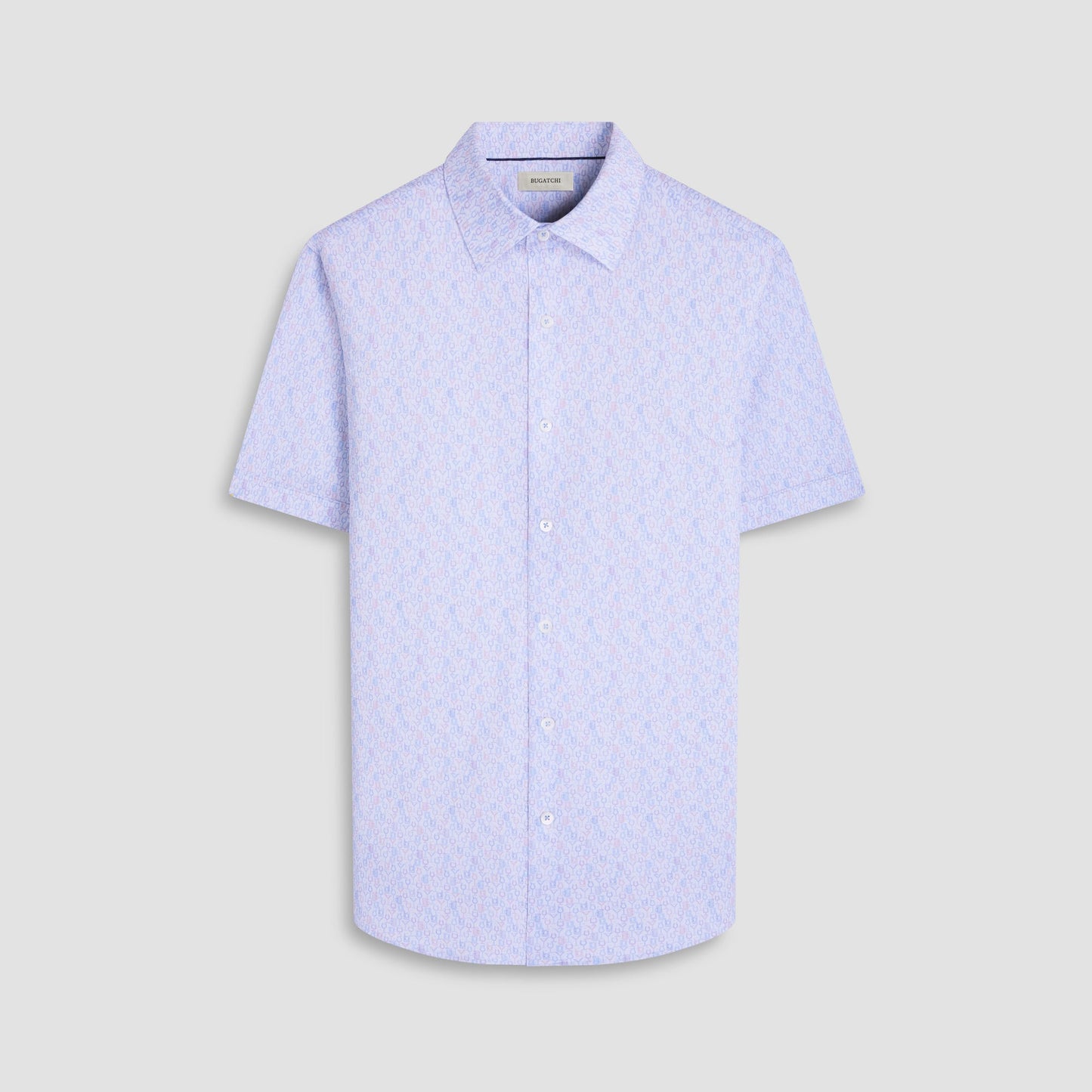 Bugatchi Miles Cocktail OoohCotton® Short-Sleeve Shirt Air Blue