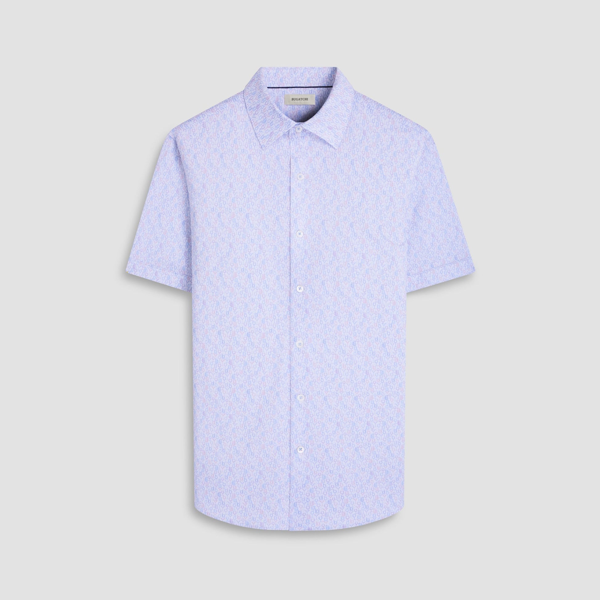 Bugatchi Miles Cocktail OoohCotton® Short-Sleeve Shirt Air Blue