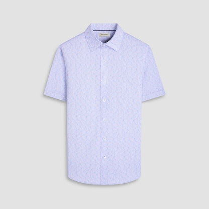 Bugatchi Miles Cocktail OoohCotton® Short-Sleeve Shirt Air Blue