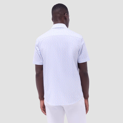 Bugatchi Miles Cocktail OoohCotton® Short-Sleeve Shirt Air Blue