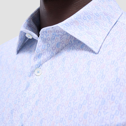 Bugatchi Miles Cocktail OoohCotton® Short-Sleeve Shirt Air Blue
