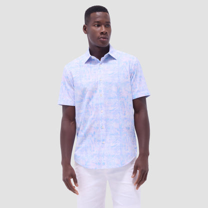 Bugatchi Miles Floral OoohCotton® Short-Sleeve Shirt Pink