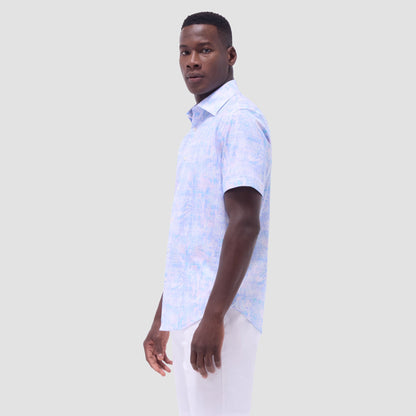 Bugatchi Miles Floral OoohCotton® Short-Sleeve Shirt Pink