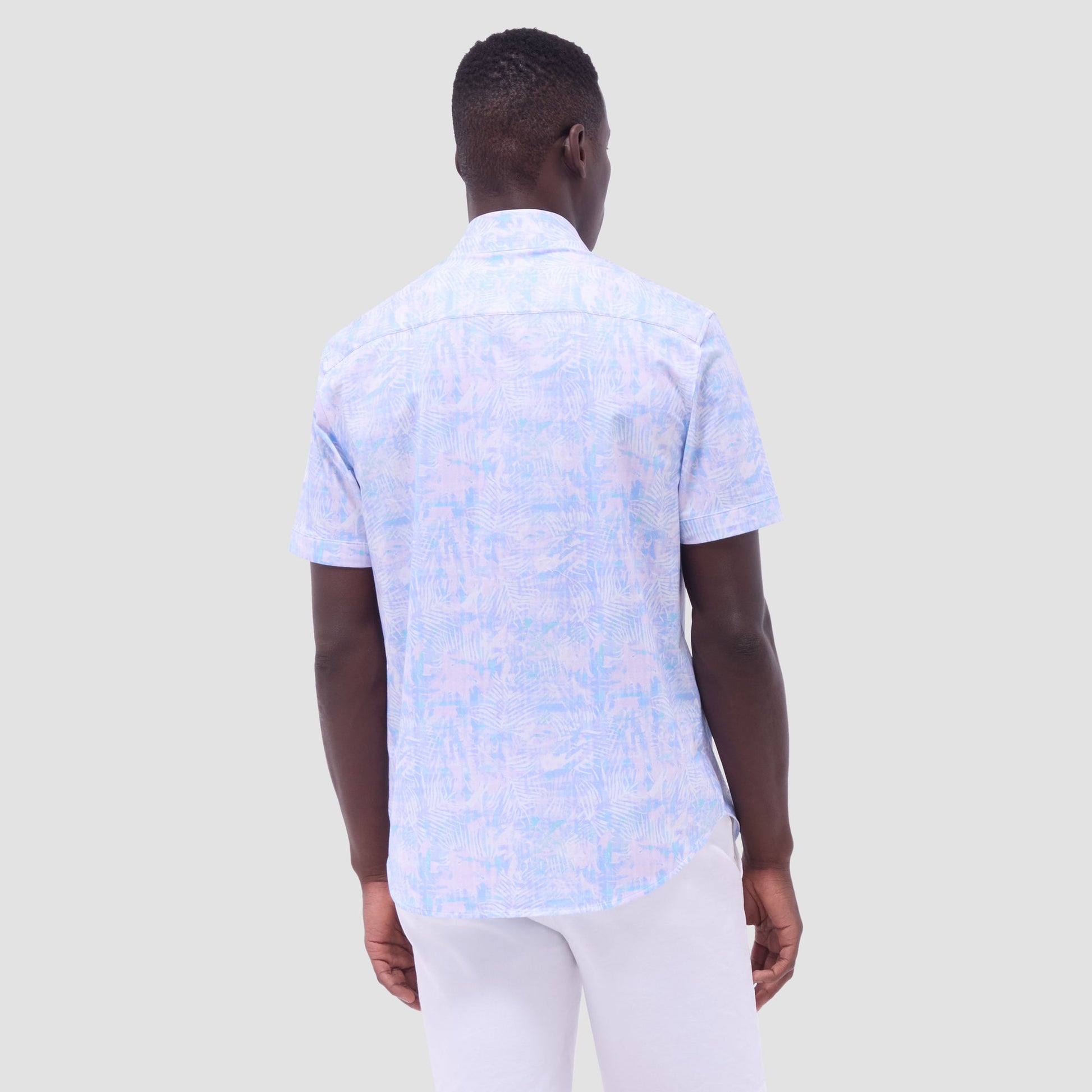 Bugatchi Miles Floral OoohCotton® Short-Sleeve Shirt Pink