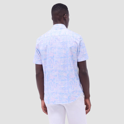 Bugatchi Miles Floral OoohCotton® Short-Sleeve Shirt Pink