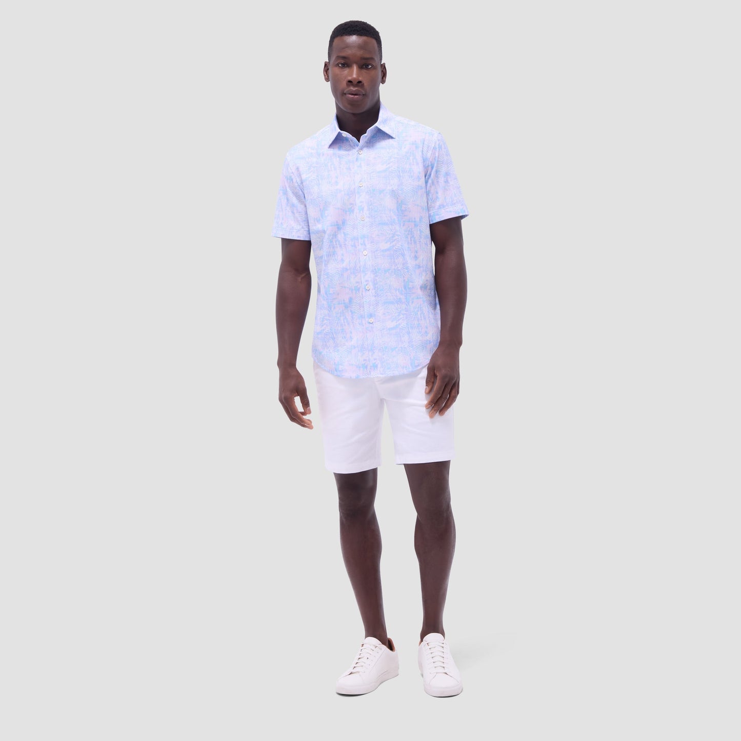 Bugatchi Miles Floral OoohCotton® Short-Sleeve Shirt Pink