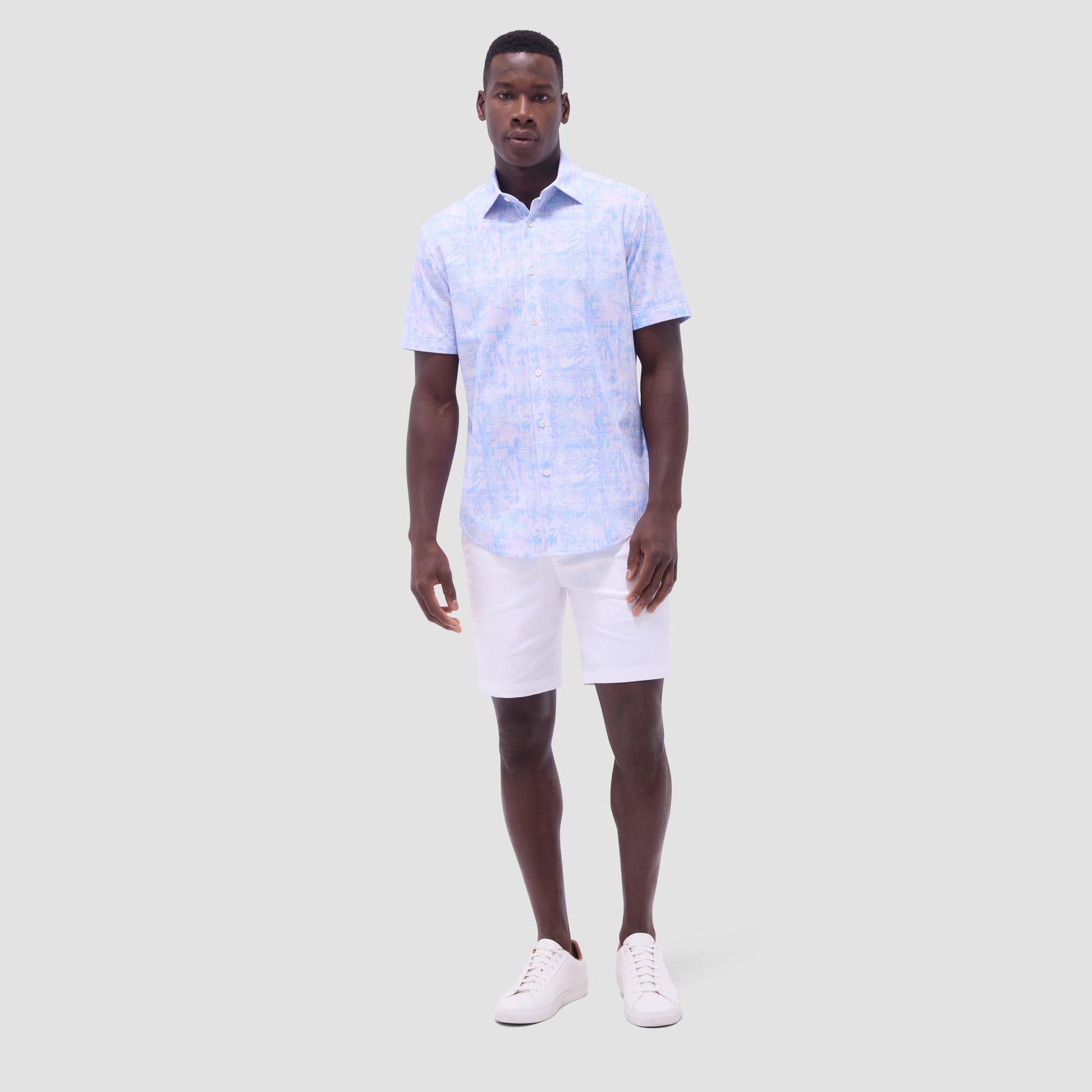 Bugatchi Miles Floral OoohCotton® Short-Sleeve Shirt Pink