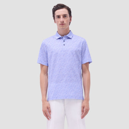Bugatchi Victor Splatter Print OoohCotton® Polo Shirt Air Blue