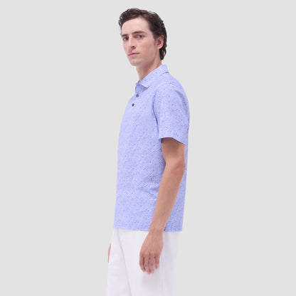 Bugatchi Victor Splatter Print OoohCotton® Polo Shirt Air Blue