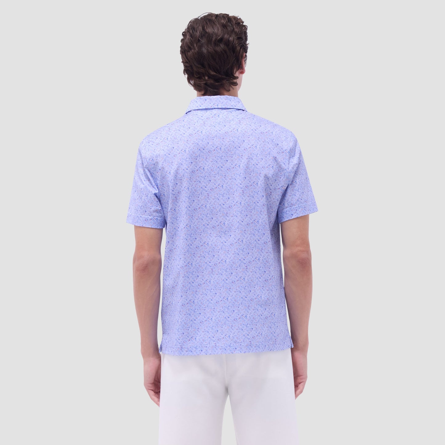 Bugatchi Victor Splatter Print OoohCotton® Polo Shirt Air Blue
