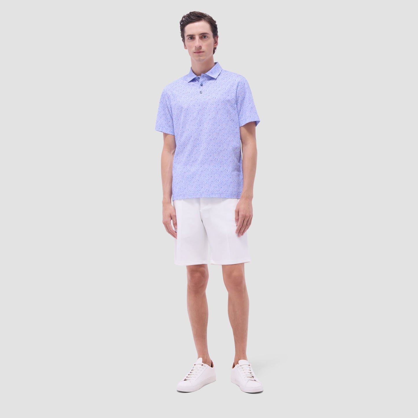 Bugatchi Victor Splatter Print OoohCotton® Polo Shirt Air Blue