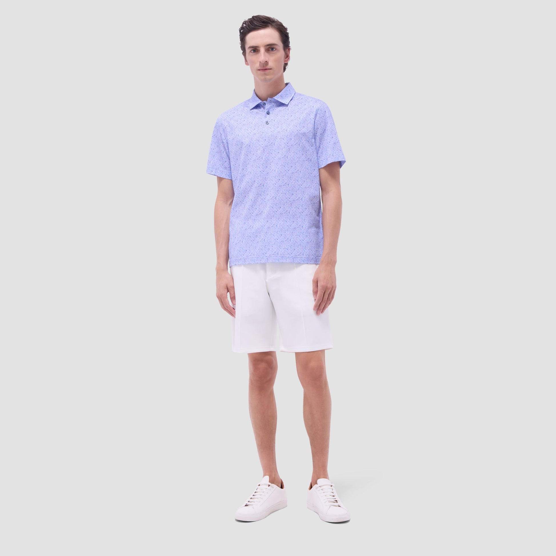 Bugatchi Victor Splatter Print OoohCotton® Polo Shirt Air Blue