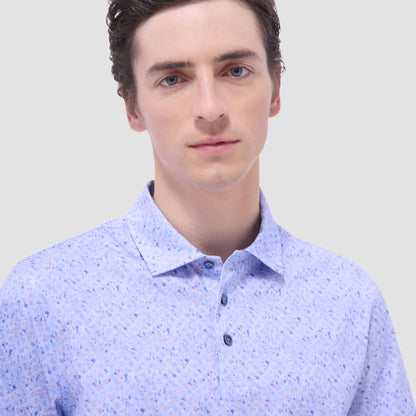 Bugatchi Victor Splatter Print OoohCotton® Polo Shirt Air Blue