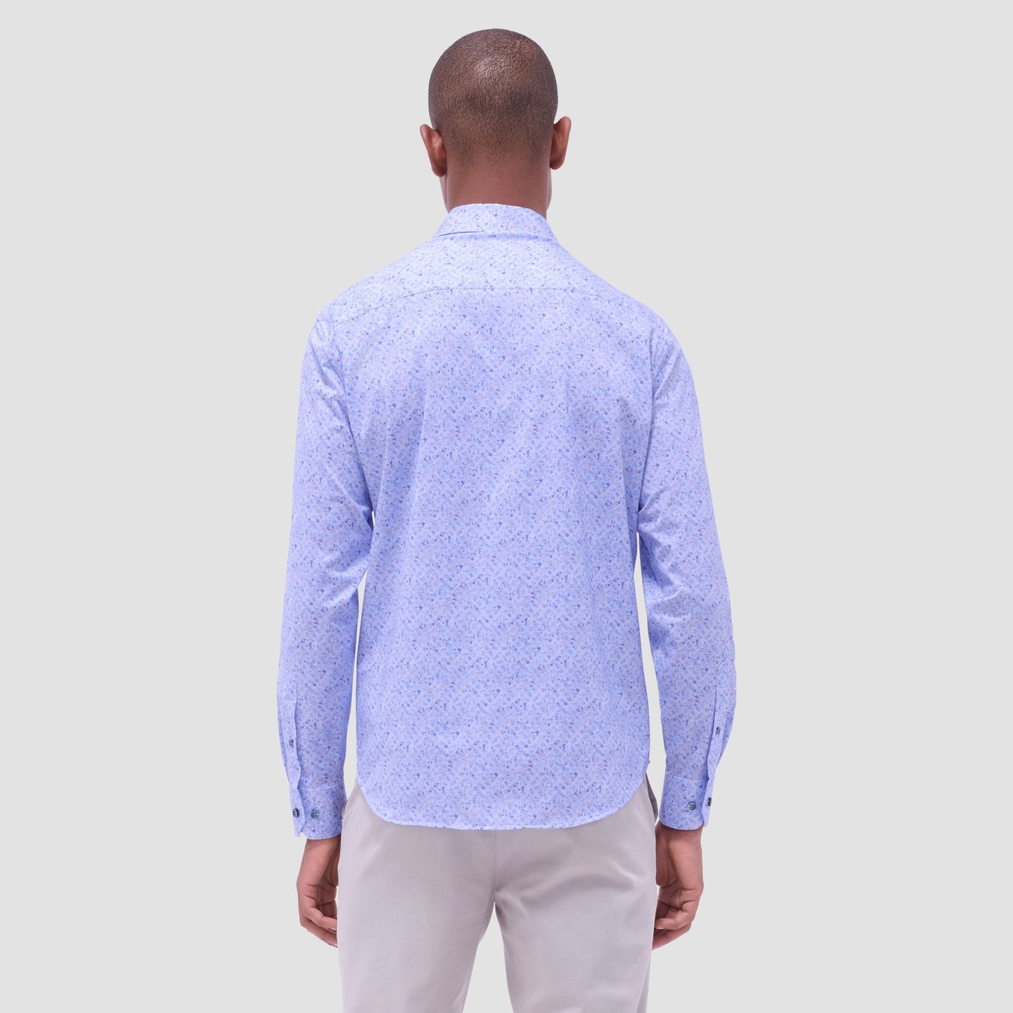 Bugatchi James Splatter Print OoohCotton® Shirt Air Blue