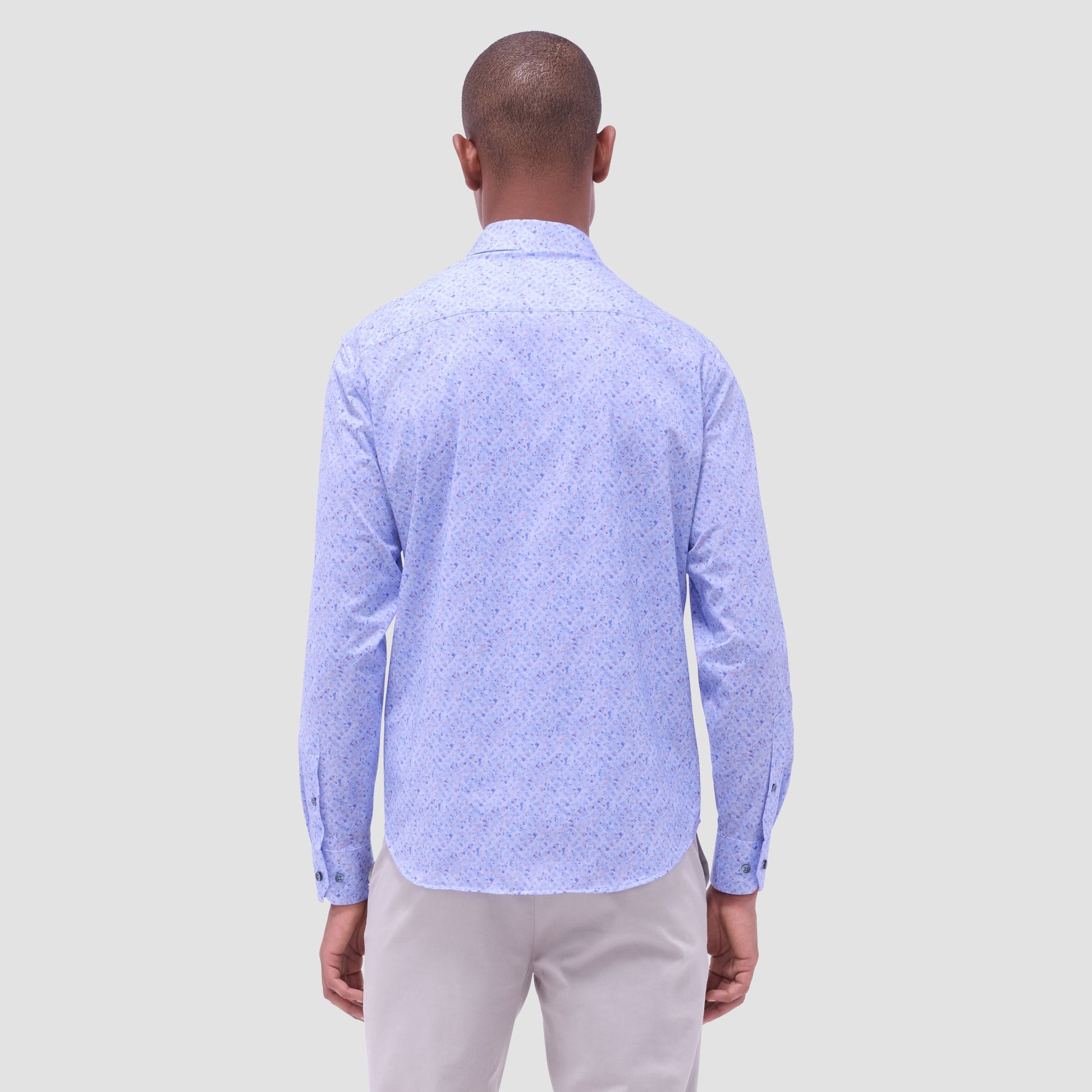 Bugatchi James Splatter Print OoohCotton® Shirt Air Blue