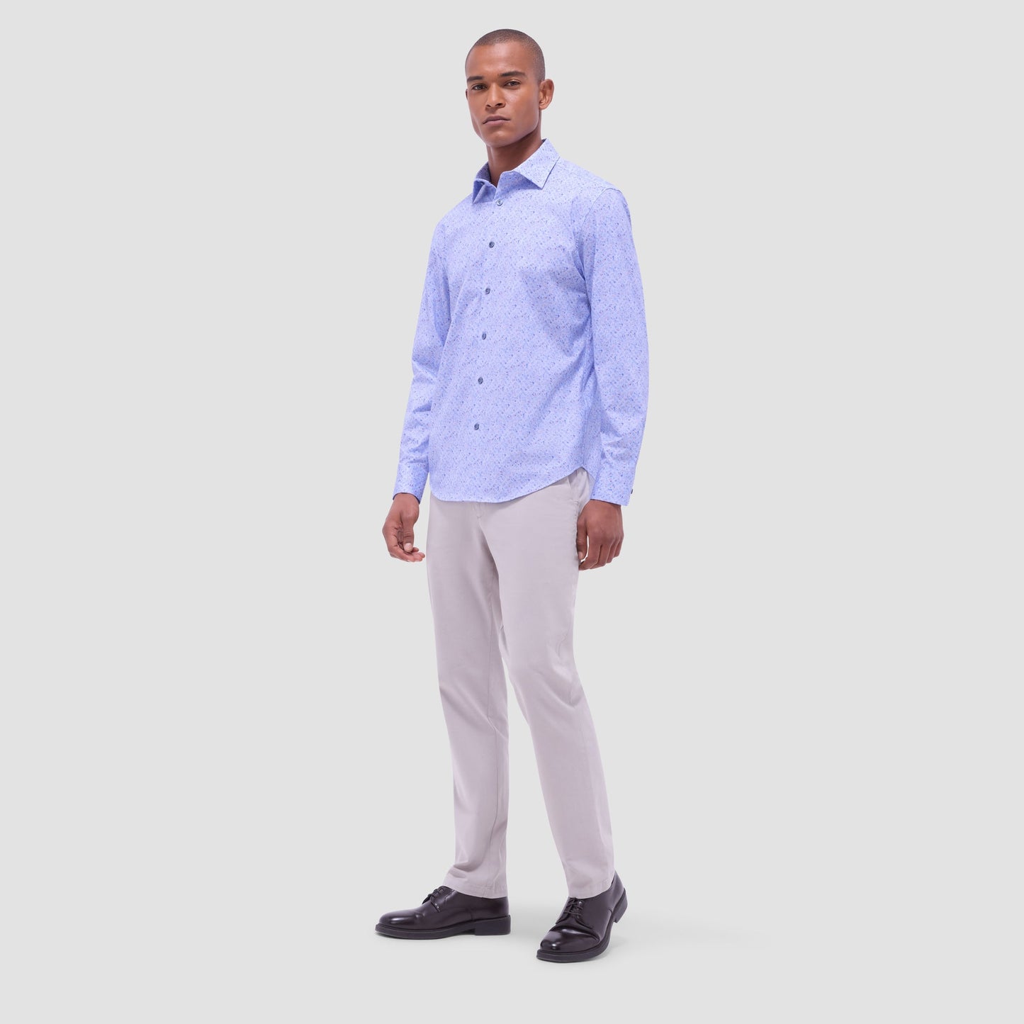 Bugatchi James Splatter Print OoohCotton® Shirt Air Blue