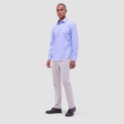Bugatchi James Splatter Print OoohCotton® Shirt Air Blue