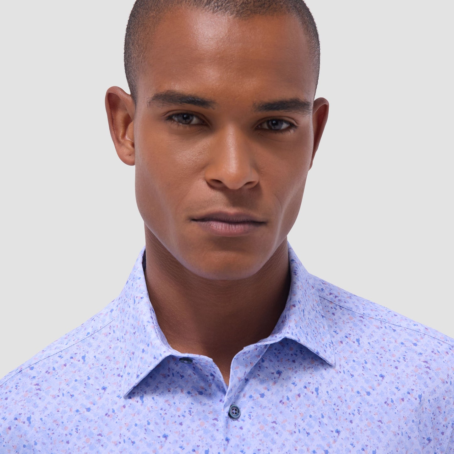 Bugatchi James Splatter Print OoohCotton® Shirt Air Blue