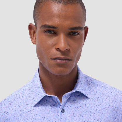 Bugatchi James Splatter Print OoohCotton® Shirt Air Blue