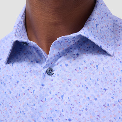 Bugatchi James Splatter Print OoohCotton® Shirt Air Blue