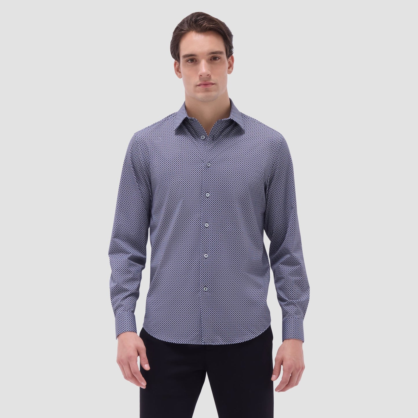 Bugatchi James Geometric OoohCotton® Shirt Black
