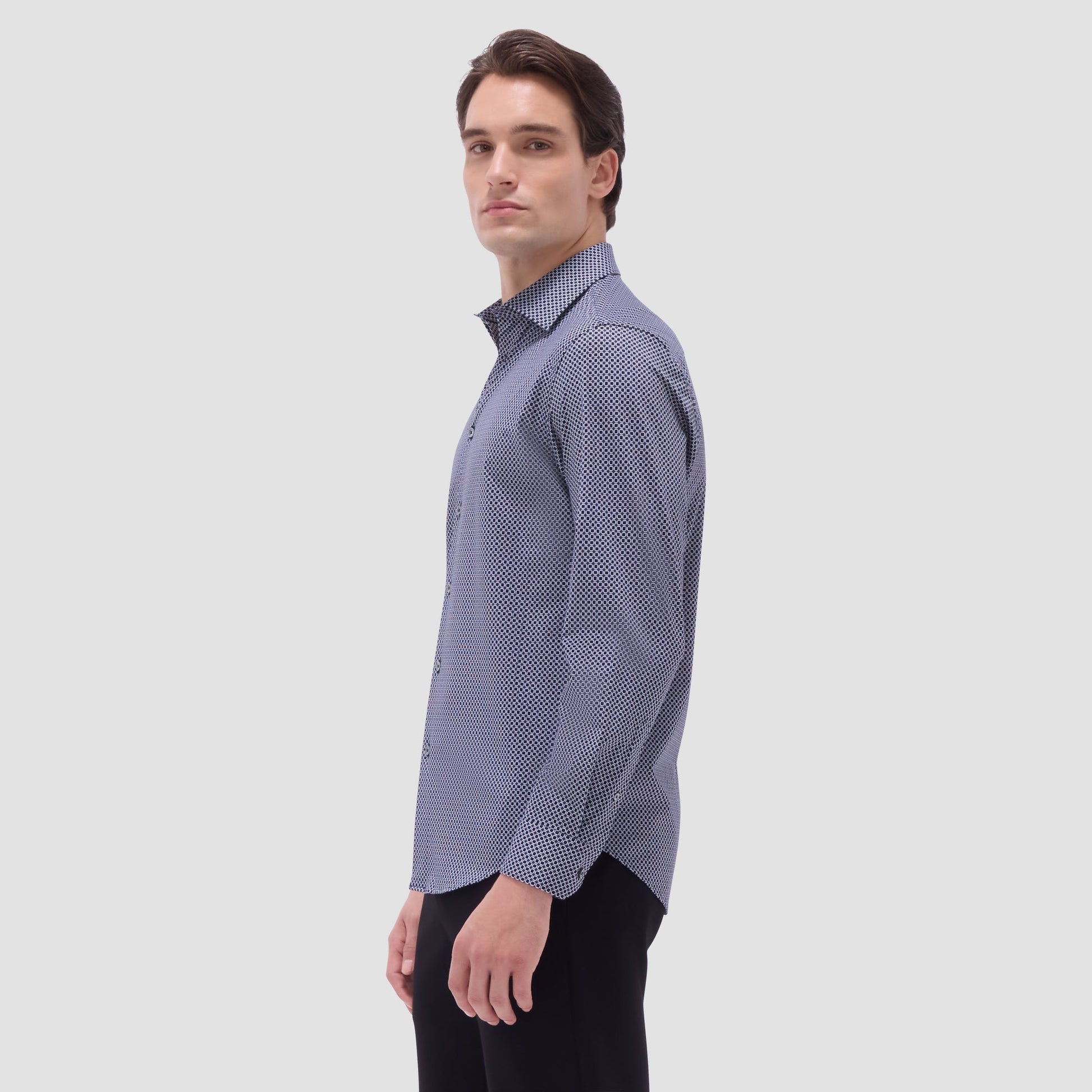 Bugatchi James Geometric OoohCotton® Shirt Black