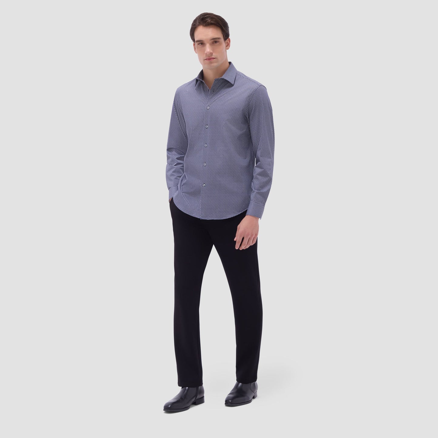Bugatchi James Geometric OoohCotton® Shirt Black