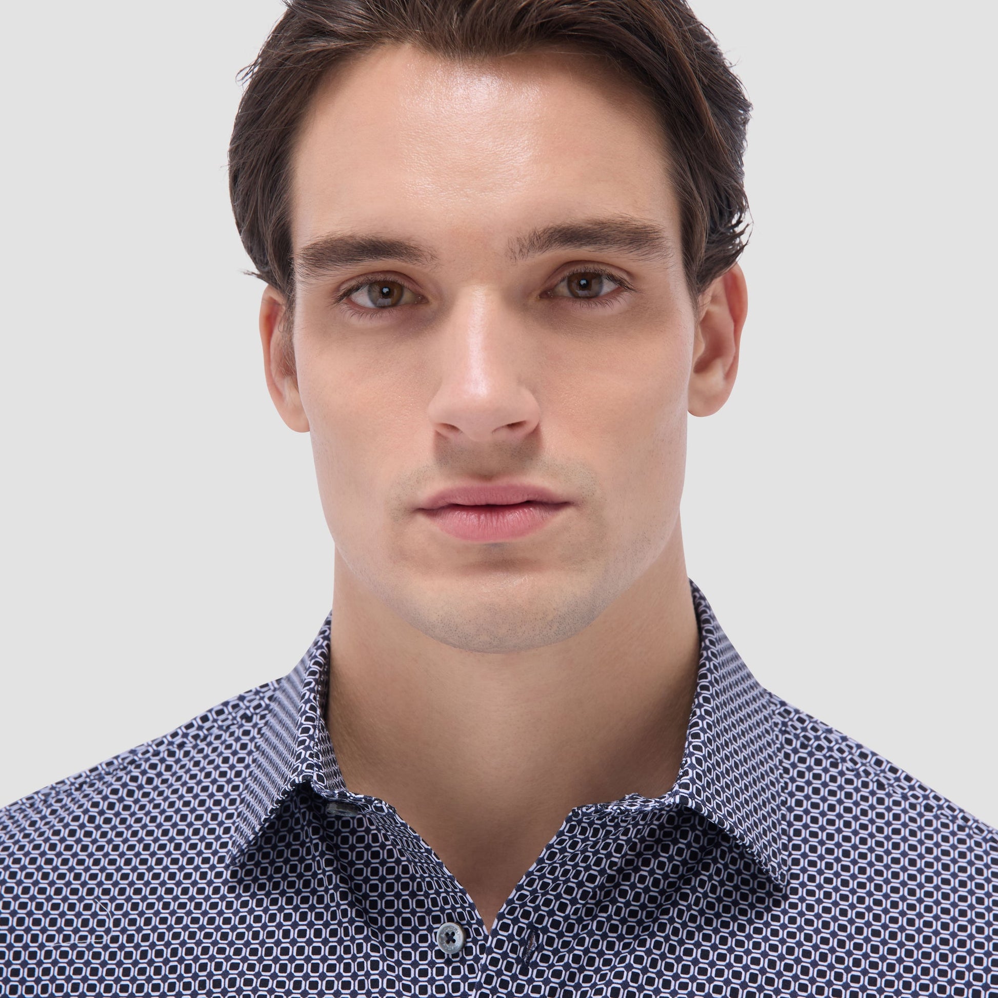 Bugatchi James Geometric OoohCotton® Shirt Black