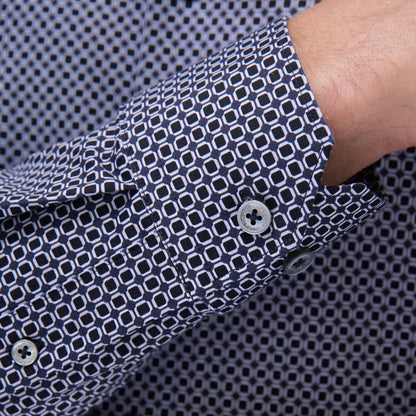 Bugatchi James Geometric OoohCotton® Shirt Black