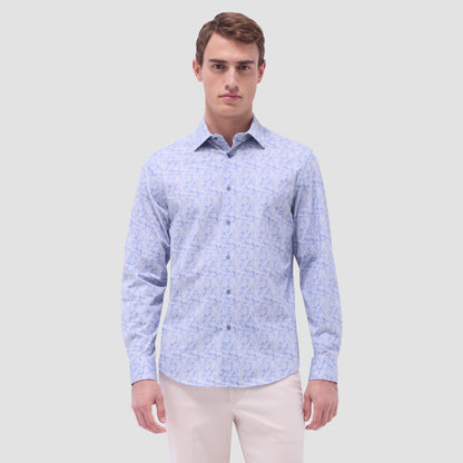 Bugatchi James Floral OoohCotton® Shirt Cobalt